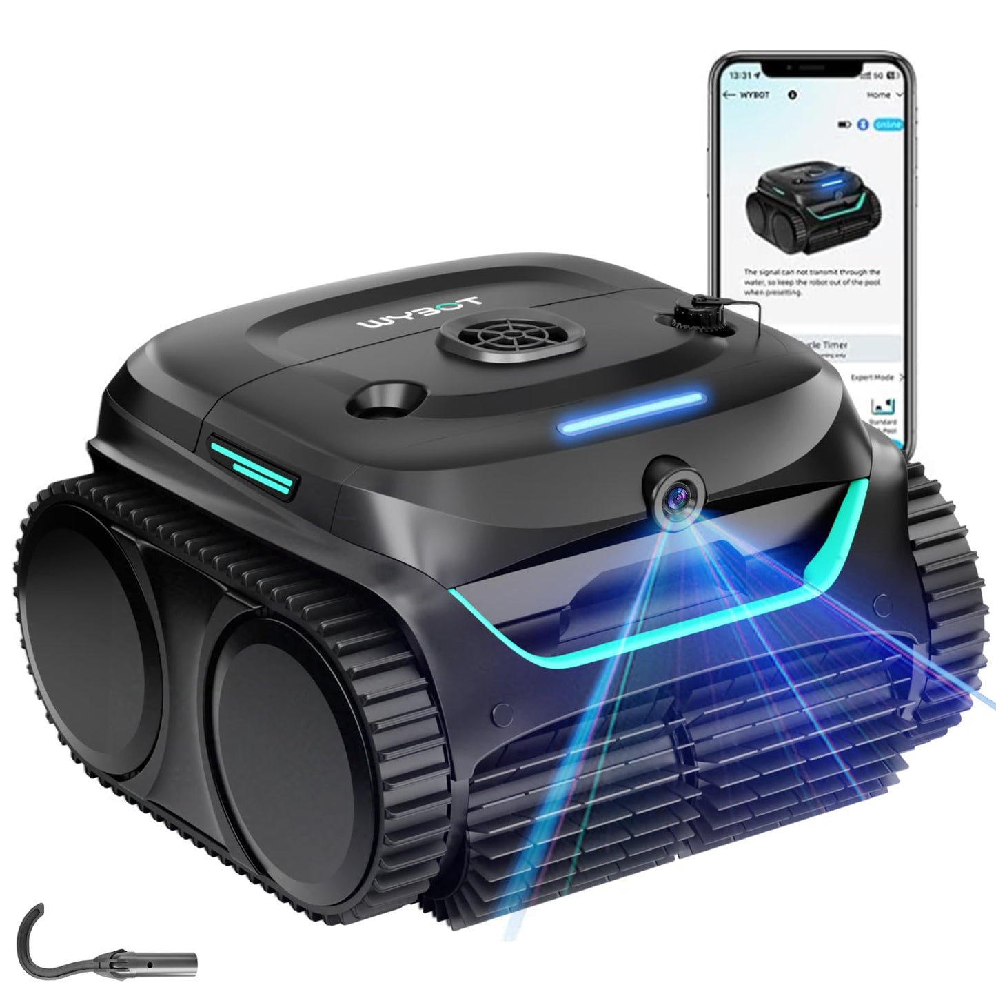 2025 Pro WYBOT C2V AI Camera Cordless Pool Vacuum Robot for Inground&Above Pools, 8 Mode Robotic Pool Cleaner, Utra-fine Filtration, Powerful Suction, Wall Climbing, Waterline Cleaning, Black