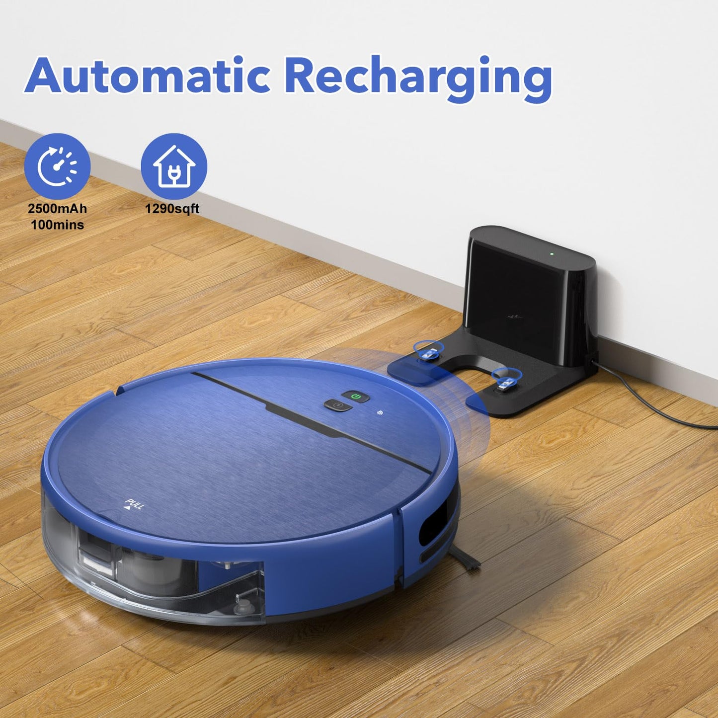 2 in 1 Mopping and Vacuuming Robot, Robot Vacuum and Mop Combo Compatible with WiFi/App, Robotic Vacuum Cleaner Self-Charging, Slim, Ideal for Pet Family, Hard Floor, Hair, Low Pile Carpet