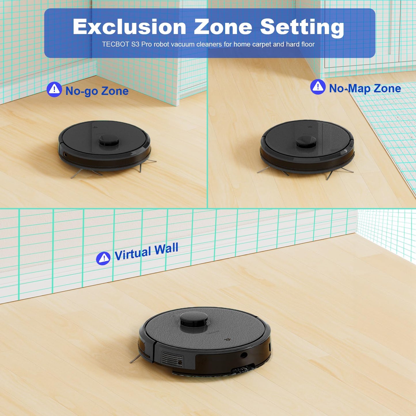 TECBOT S3 PRO Robotic Vacuum Cleaner and mop, LiDAR Navigation, 150mins Runtime&4,000Pa Suction, Automatic Charging Robot Vacuum Cleaner, WiFi,App,Alexa, Ideal for Hard Floor, Pet Hair,Black