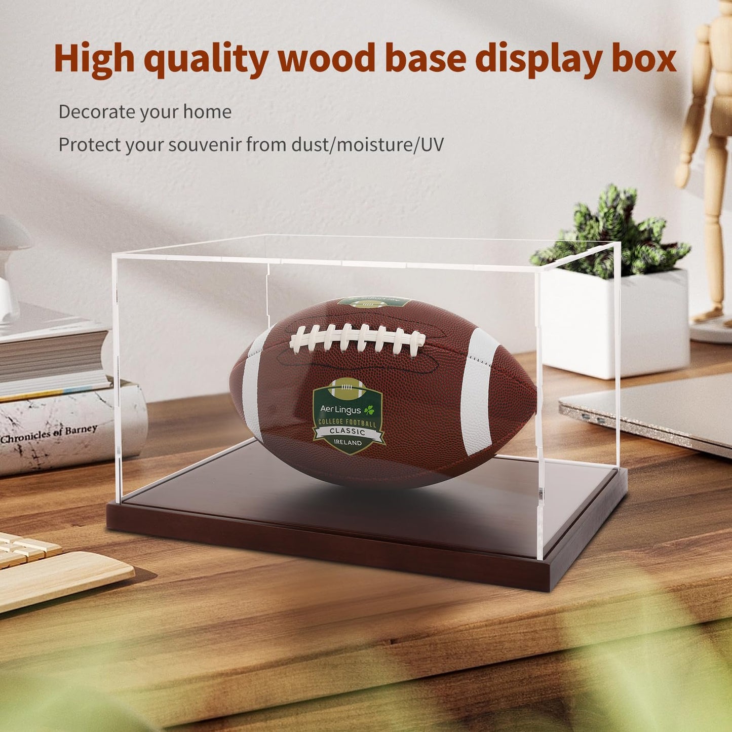 Clear Acrylic Display Box Collectibles Display Case Organizing Toys Case with Solid Built-in Wooden Base(6x6x6 inch; 15x15x15 cm)