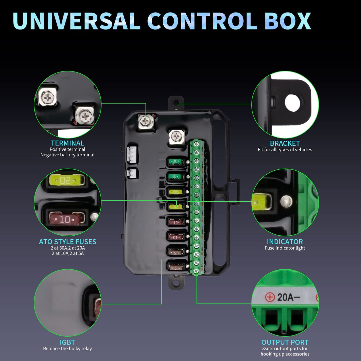 YCHOW-TECH RGB 8 Gang Switch Panel with 3 Lighting Modes Switch Pod Dimmable Function Toggle Momentary Pulsed Bluetooth Switch Circuit Control Relay System Box for Truck SUV Offroad Marine