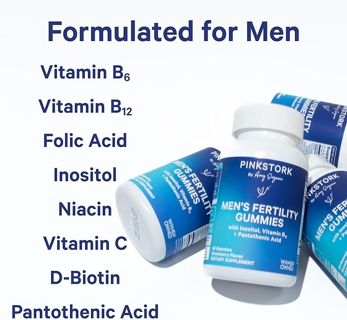 Blue Stork Fertility Supplement Gummies for Men - Male Prenatal Vitamins, Conception Support for Him - Reproductive Health, Hormonal Balance & Motility - 90 Count