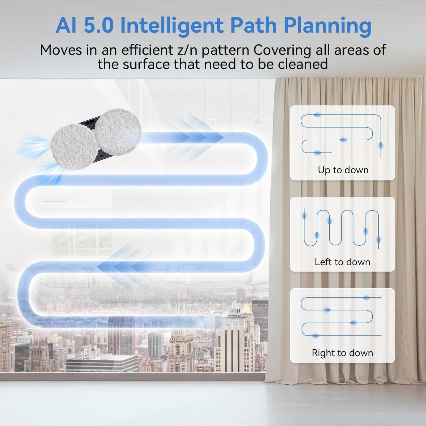 Automatic Window Cleaning Robot, Window Cleaner Robot Auto Dual Spray, 2025 Model Robot Limpia Vidrios AI Path Planning, 3000Pa Suction, Remote Control, Edge Detection for Streak-Free Glass - SS1