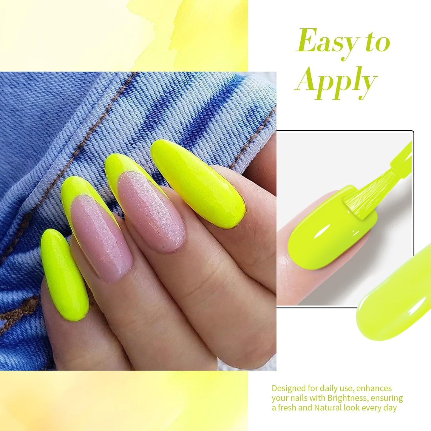 Born Pretty Neon Yellow Gel Nail Polish Neon Fluorescent Yellow Soak Off Gel Polish Nail Art Design Manicure Salon DIY Home 15ml