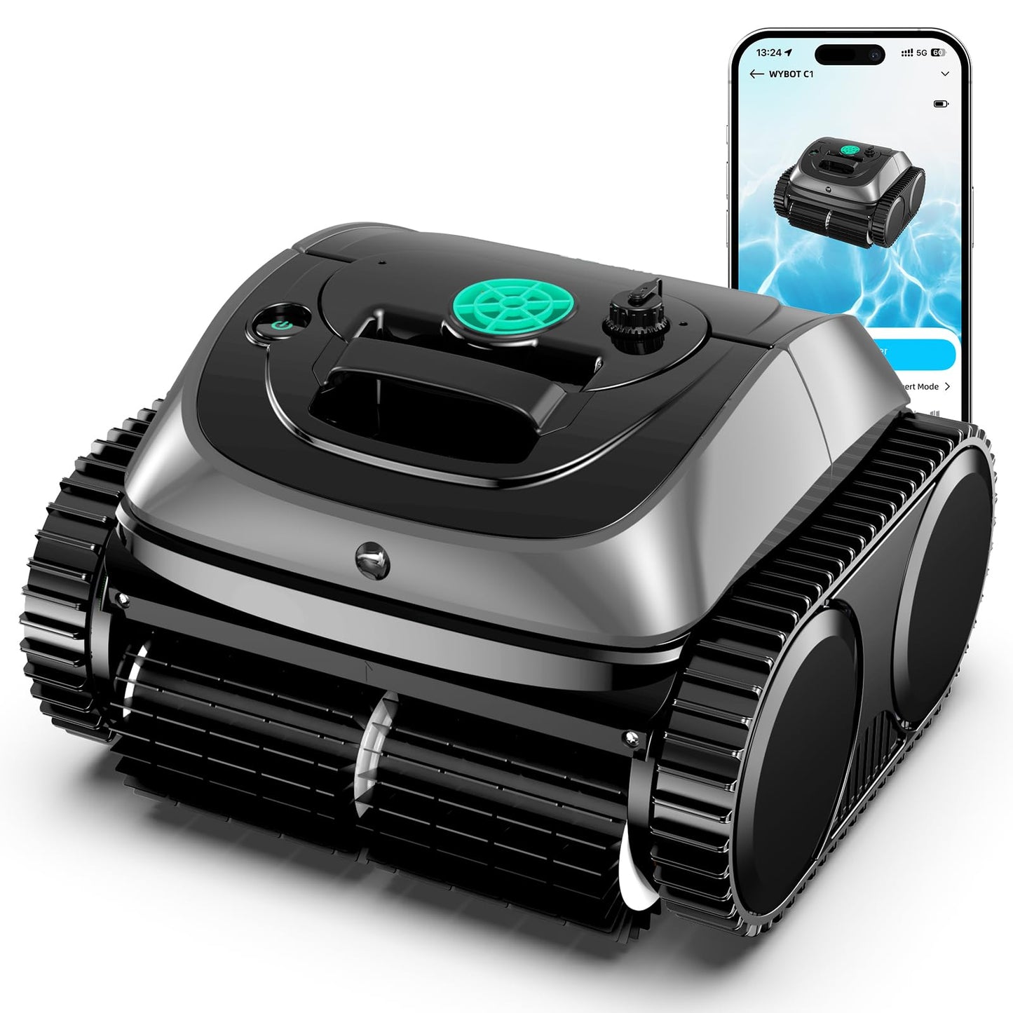 WYBOT C1 Robotic Pool Vacuum for Inground Pools, 150min Runtime Cordless Pool Cleaner up to 1,614Sq.ft, Wall & Waterline Cleaning, 4-in-1 Smart Navigation, App Support