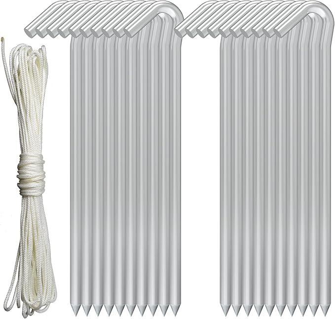 9 Inches 40 Pack Heavy Duty Tent Stakes, Metal Ground Stakes for Camping, Garden or Inflatable, Galvanized Steel Pegs for Yard and Outdoor Decorations