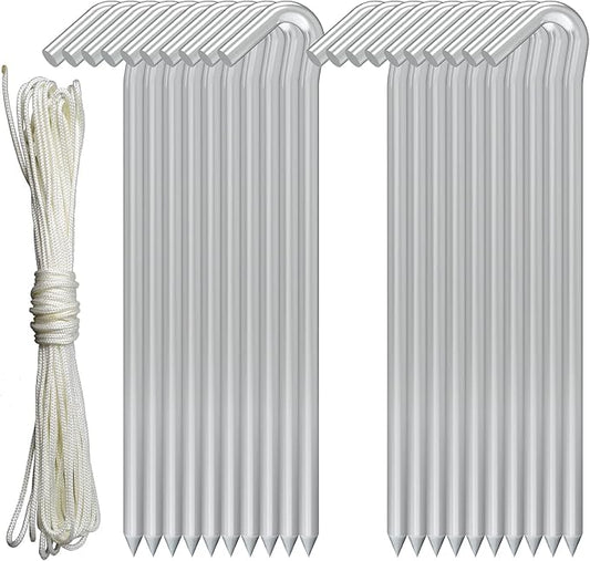 9 Inches 40 Pack Heavy Duty Tent Stakes, Metal Ground Stakes for Camping, Garden or Inflatable, Galvanized Steel Pegs for Yard and Outdoor Decorations