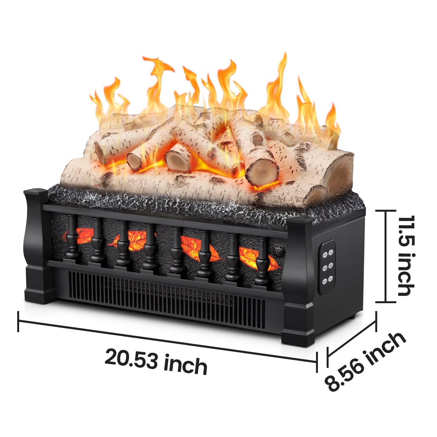 21 Inches Electric Fireplace Insert Log Heater, 5 Flame Brightness, Multiple Flicker Speed, 750w/1500w Heating, Remote Control, Auto Shut Off