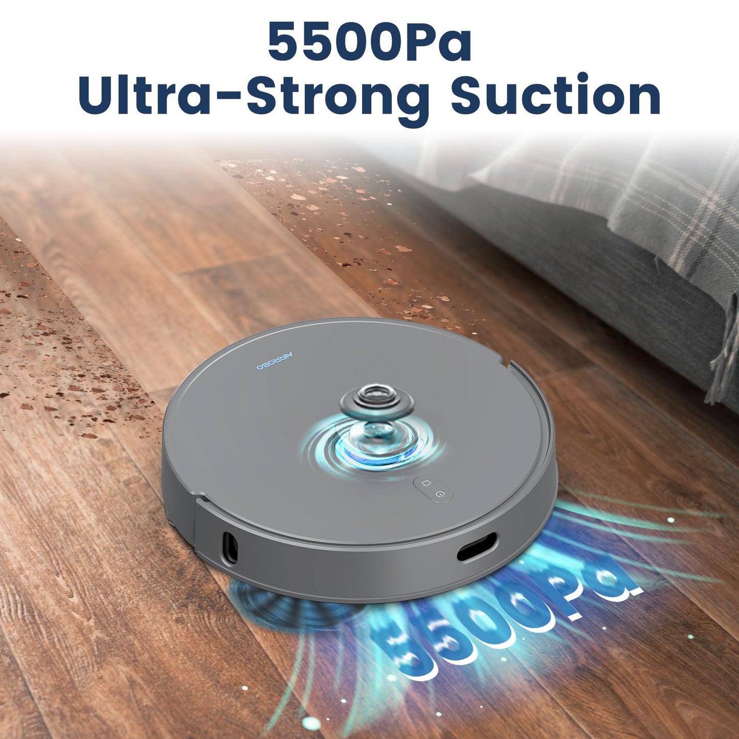 AIRROBO T25+ Robot Vacuum and Mop Combo, 5500Pa Suction, Pet Area Smart Boost, Carpet Detection, Tangle-Free Brush, LDS Mapping, APP Control, 3.5L Self-Empty Bin for Hard Floors, Carpets, Pet Hair