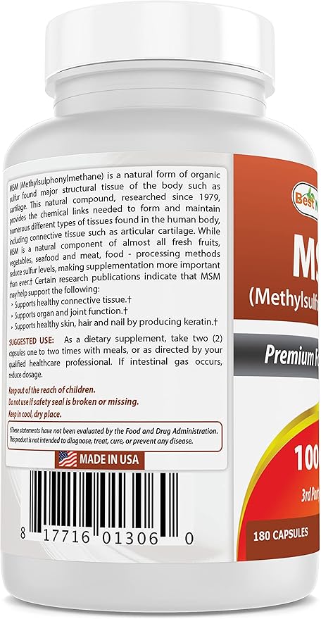 Best Naturals MSM 1000 mg 180 Capsules (180 Count (Pack of 2))