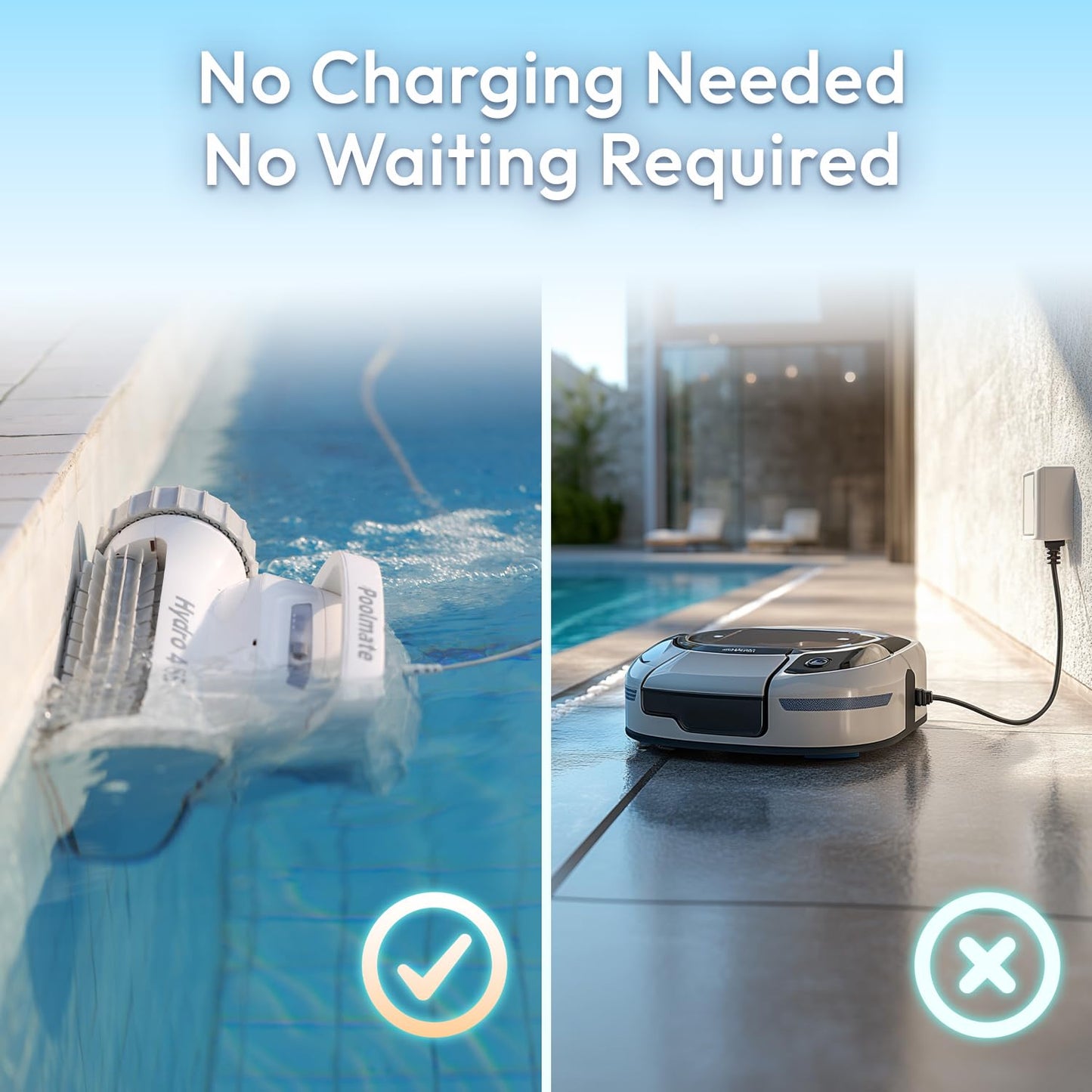 Automatic Robotic Pool Vacuum Cleaner, Wall Climbing/Waterline Scrubbing, Top Load Large Filter, Ideal for Above/In-Ground Pools up to 40 FT Length, Smart Navigation, Ultra Cleaning Modes, Dual Inlet