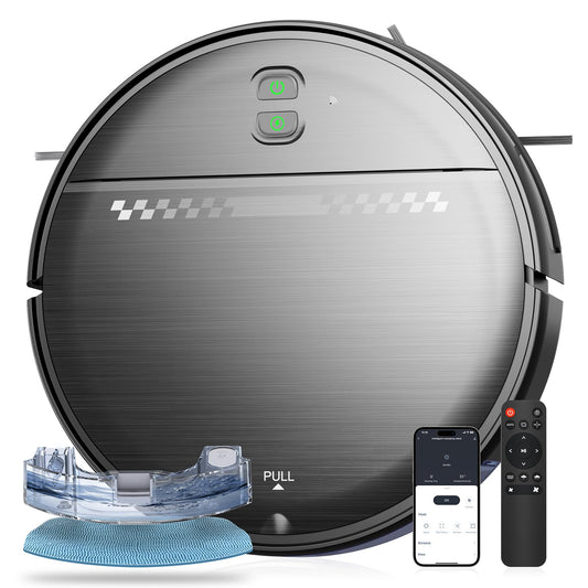 Robot Vacuum and Mop Combo, 2-in-1 Mopping Robot Vacuum Cleaner with 2300Pa Suction, 2.87'' Slim Design, Wi-Fi/App/Voice Control, 3D Obstacle Avoidance&Self-Charging for Hard Floors, Carpets, Pet Hair