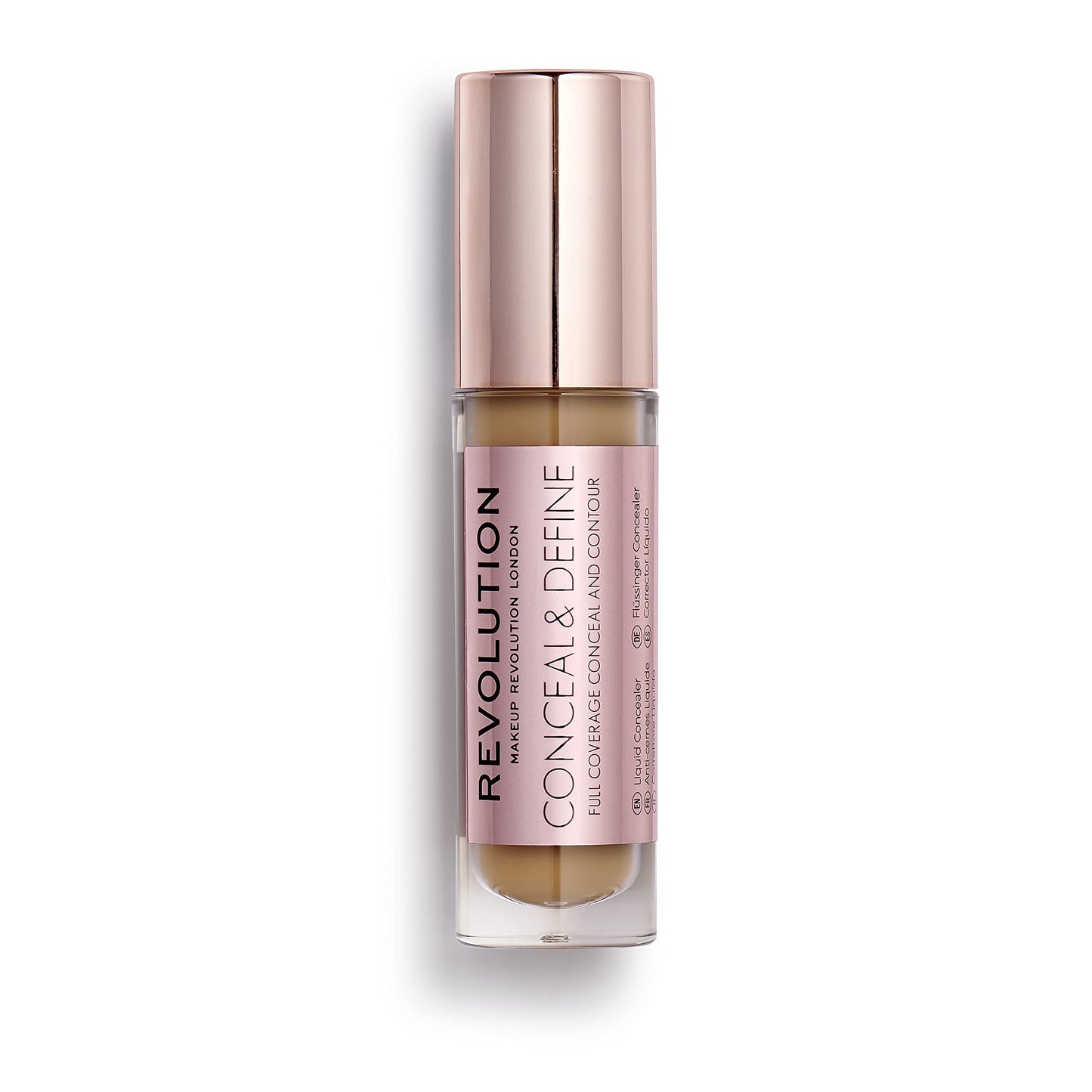 Makeup Revolution Conceal & Define Concealer, Full Coverage Makeup Concealer, Matte Finish & Long Wear, For Medium or Tan Skin Tones, Vegan, C12.5, 4ml