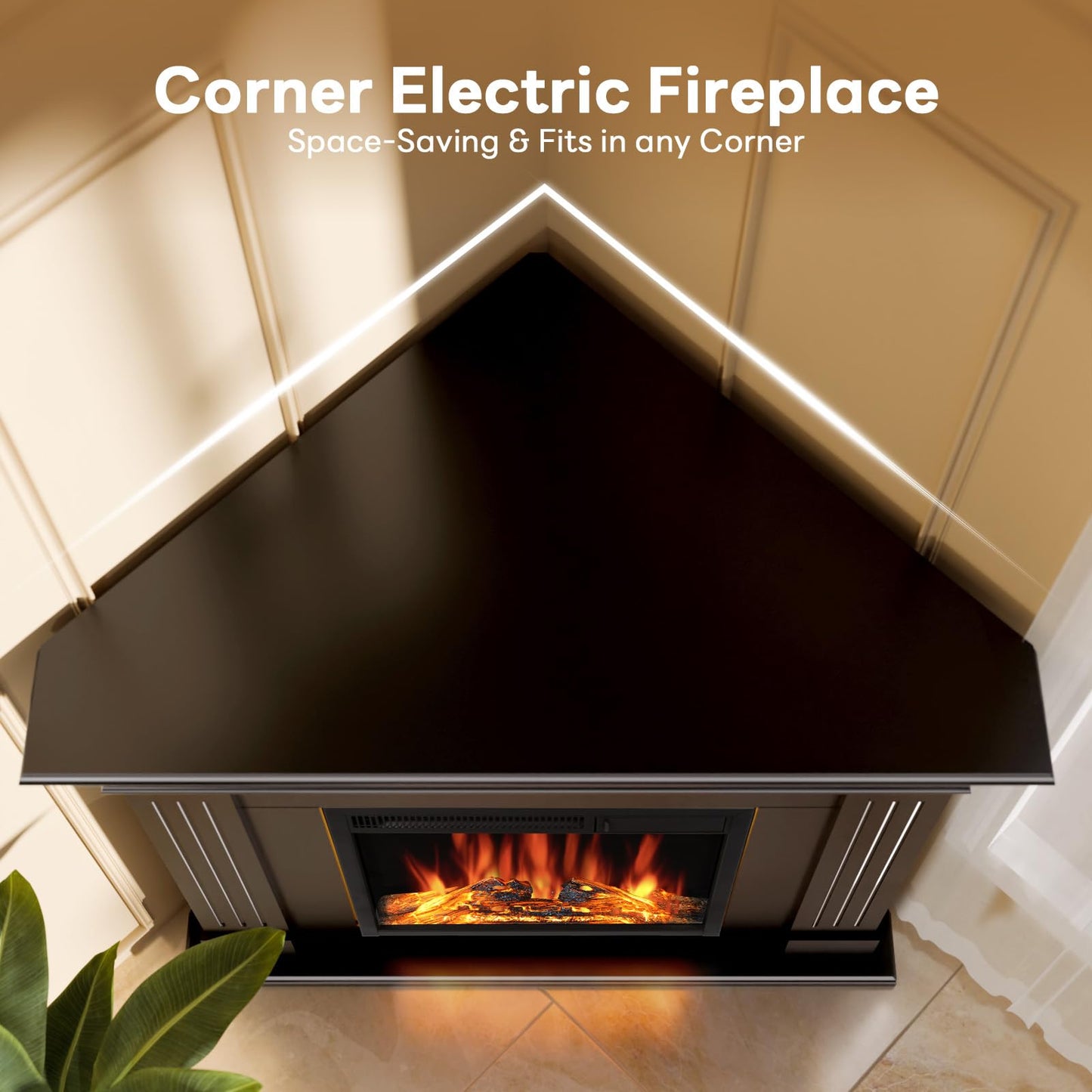 ZAFRO Corner Electric Fireplace with Mantel, TV Stand Electric Fireplace Heater with Remote Control for Living Room, Bedroom, Black