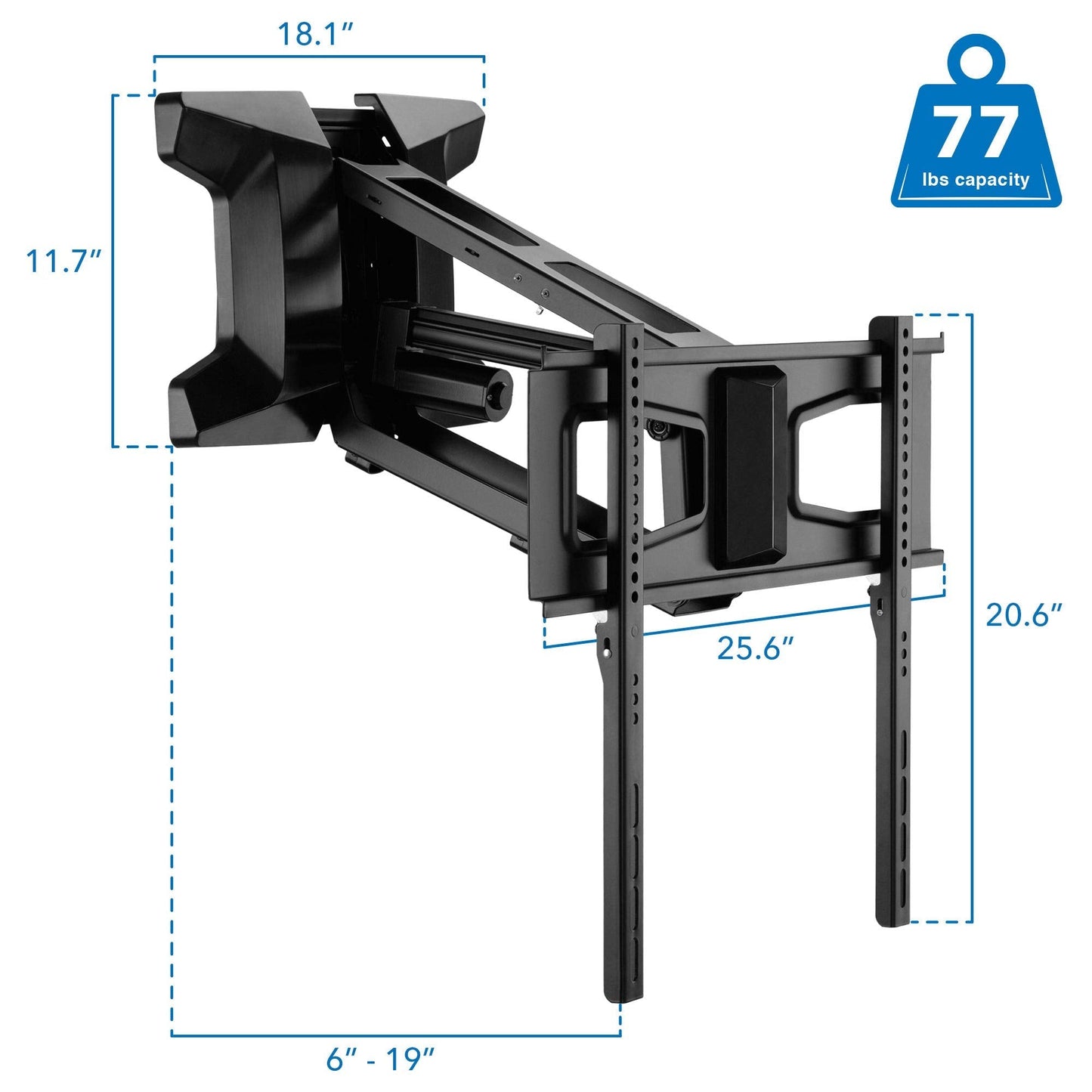MOUNT-IT! Motorized Fireplace TV Wall Mount | Remote Control Electric Pull Down Mantel Mounting Bracket, Up to 77 Lbs Weight Capacity, Height Adjustable, Swivel, VESA 600x400 Compatible