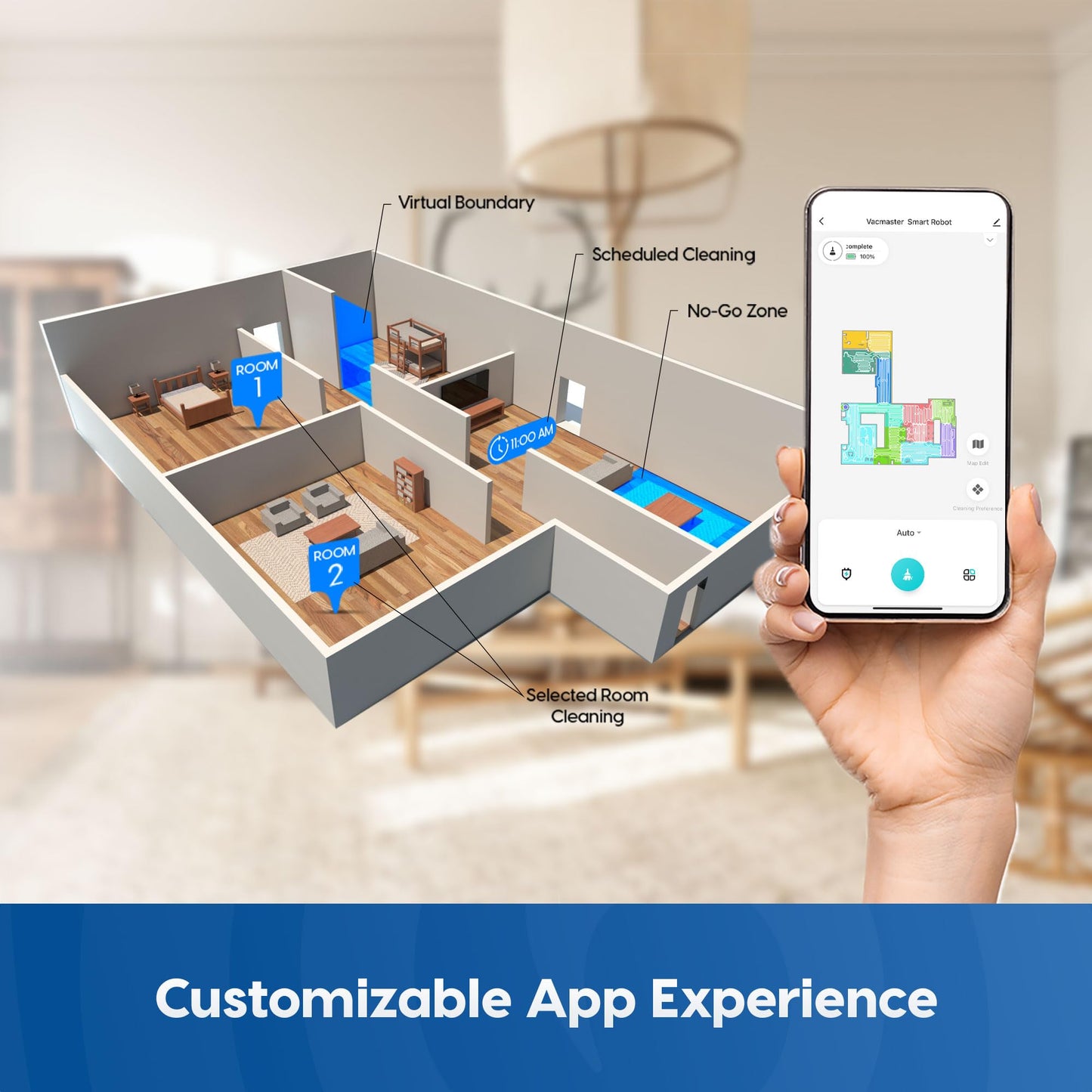 Vacmaster V10i 3-in-1 Robot Vacuum and Mop Combo with Self-Empty Station for 45 Days, LiDAR Navigation,3000Pa Strong Suction, Multi-Floor Mapping for Homes with Pets, Carpet & Hard Floors