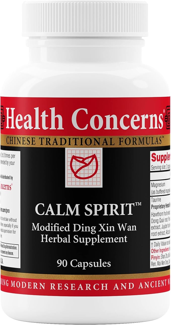 Health Concerns Calm Spirit - Stress Relief Supplement for Men & Women - Herbal Calming Support - Eases Tension & Nervousness - Magnesium, Hawthorn, Chinese Peony & More - 90 Capsules