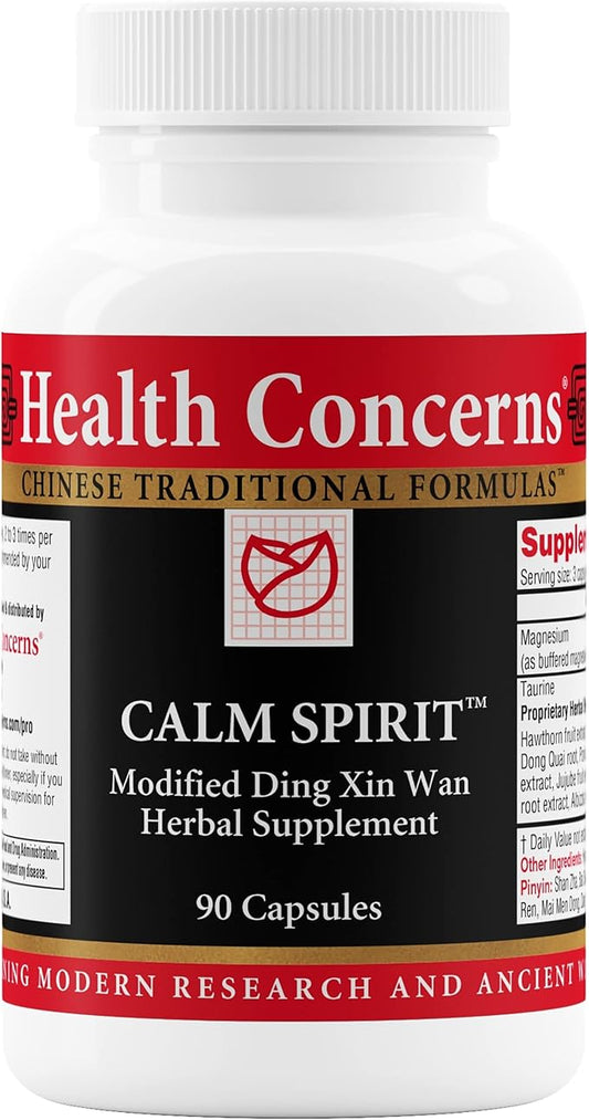 Health Concerns Calm Spirit - Stress Relief Supplement for Men & Women - Herbal Calming Support - Eases Tension & Nervousness - Magnesium, Hawthorn, Chinese Peony & More - 90 Capsules