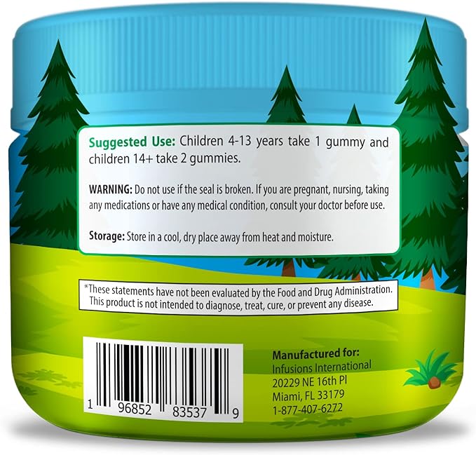 Infusions Super Green Gummies for Kids 90 Count Superfood Booster Soft and Delicious 8 Powerful Blends Vegan Friendly Gluten Free & Non-GMO