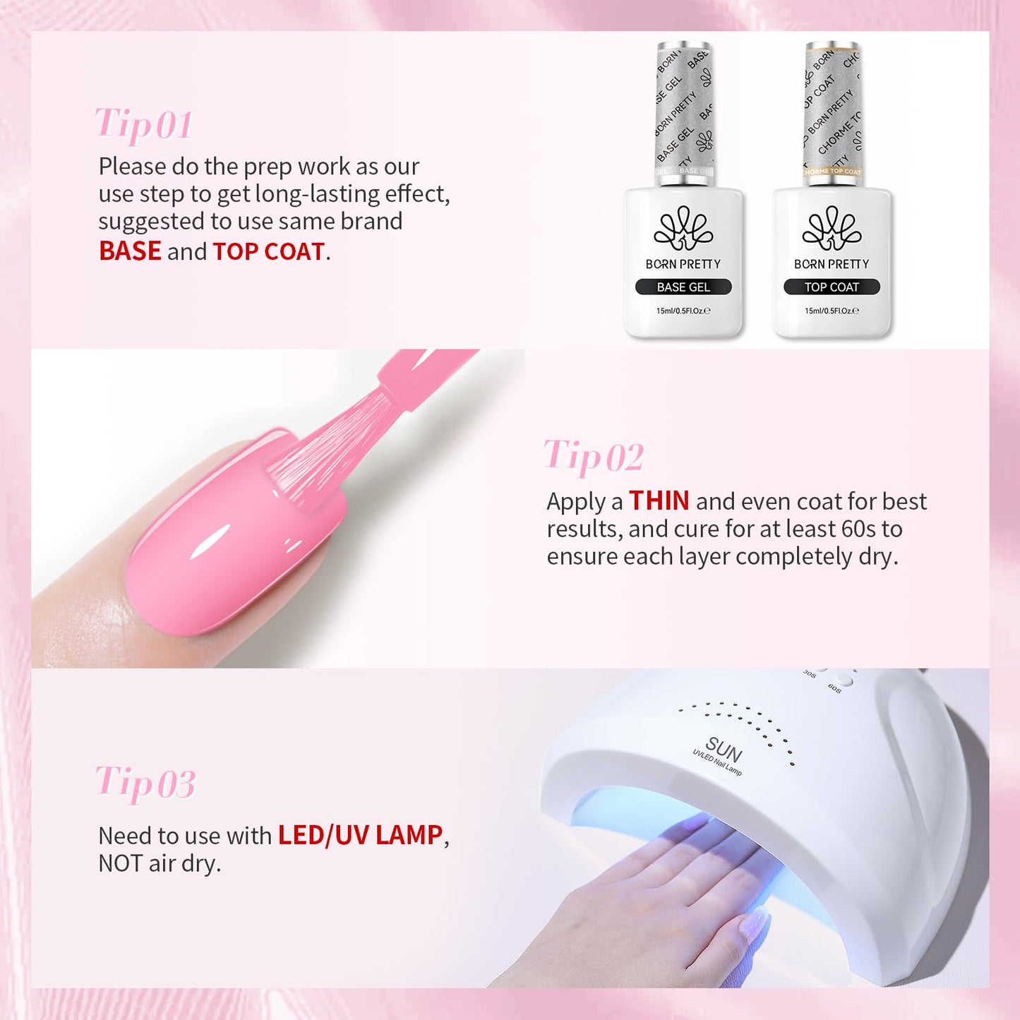 Born Pretty Pink Gel Nail Polish 15ml Paris Pink Color Nail Art Design Manicure DIY Salon Home Long Lasting