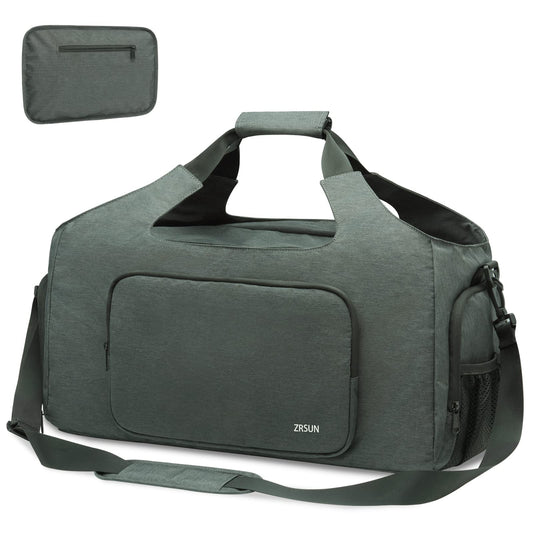 Gym Bags for Men Women, Sports Duffle Bag, Travel Gym Bag with Shoes Compartment and Wet Pocket, Foldable, Lightweight for Travel, Gym, Yoga