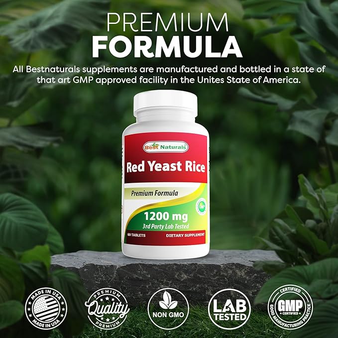 Best Naturals Red Yeast Rice 1200 Mg 60 Tablets (Citrinin Free)