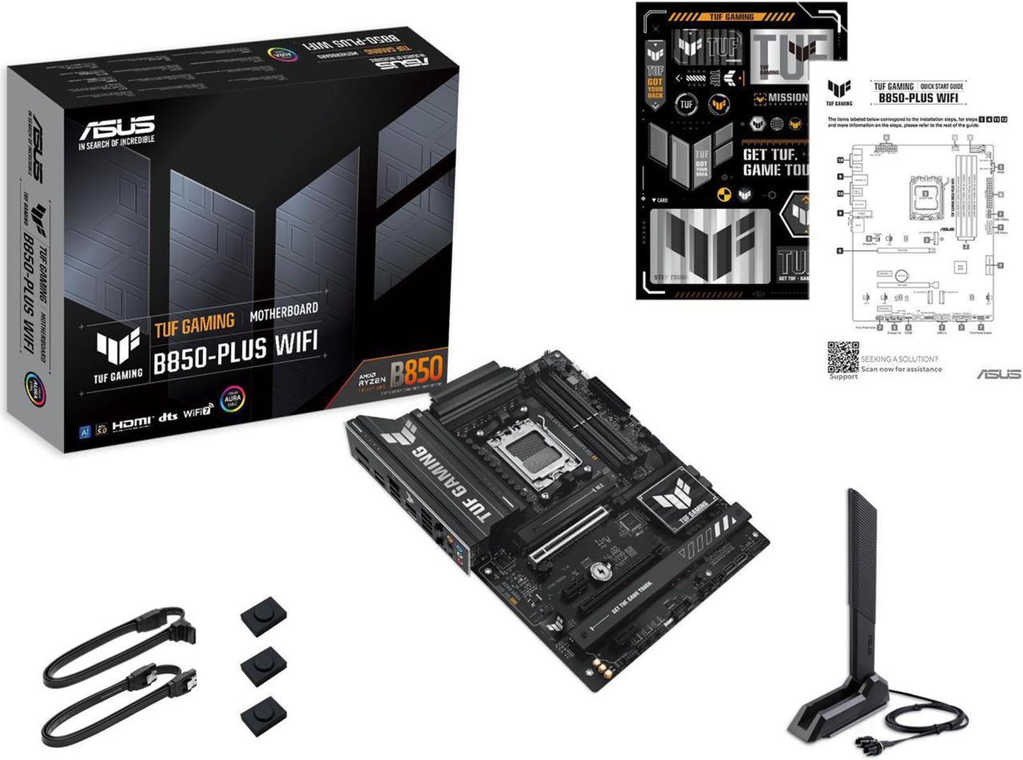 Micro Center AMD Ryzen 7 7700X CPU Processor with ASUS TUF Gaming B850-PLUS WiFi AM5 ATX Motherboard (DDR5, PCIe 5.0, 3X M.2, Wi-Fi 7, USB 20Gbps Type-C)