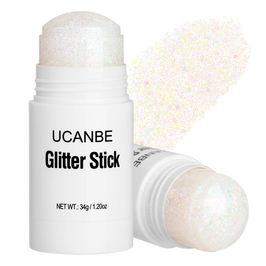 UCANBE White Body Glitter Stick for Singer Concerts Music Festivals, Face Glitter Makeup for Face Body Hair Eyes & Lips, Chunky Glitter Sparkling Mermaid Sequins for Women 1.2OZ