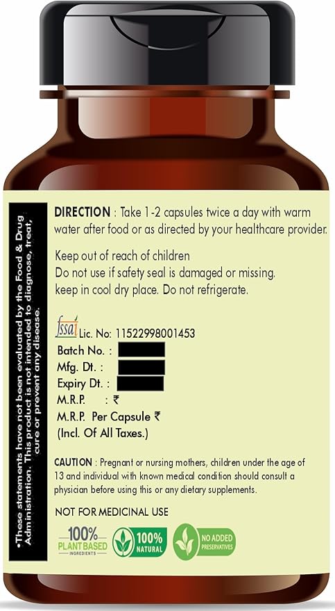 Brahmi Extract 500mg - 60 Vegetarian Capsules|Bacopa Monnieri Bacosides| All Natural | 100% Vegan | Gluten-Free | GMP Certified