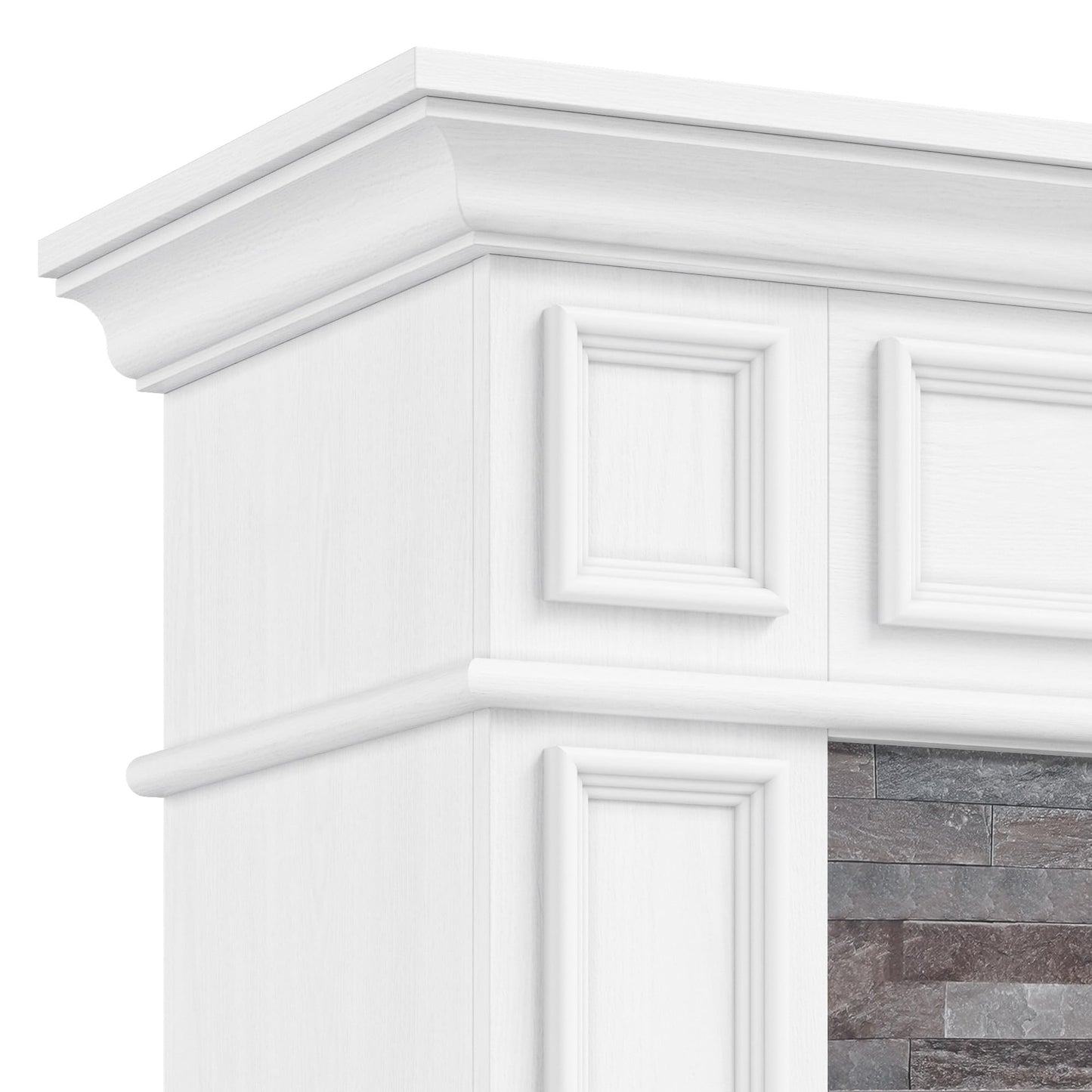 LGHM 44" Electric Fireplace with Mantel, Tall Fireplace Heater Freestanding, Realistic Stacked Stone Surround with Remote Control Timer LED Flame for Living Room,Bedroom…