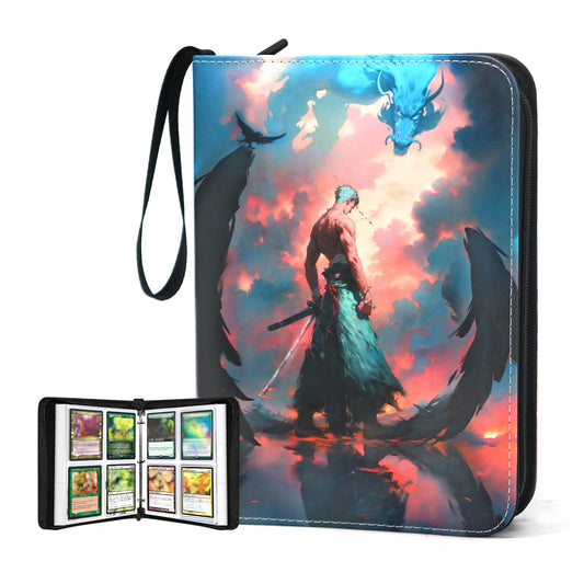 400 Pockets Zoro Card Binder for One Piece Zoro Cards,Portable Waterproof Card Storage Book with Removable Sleeves, Children Gifts for Anime, Sword and TCG Card