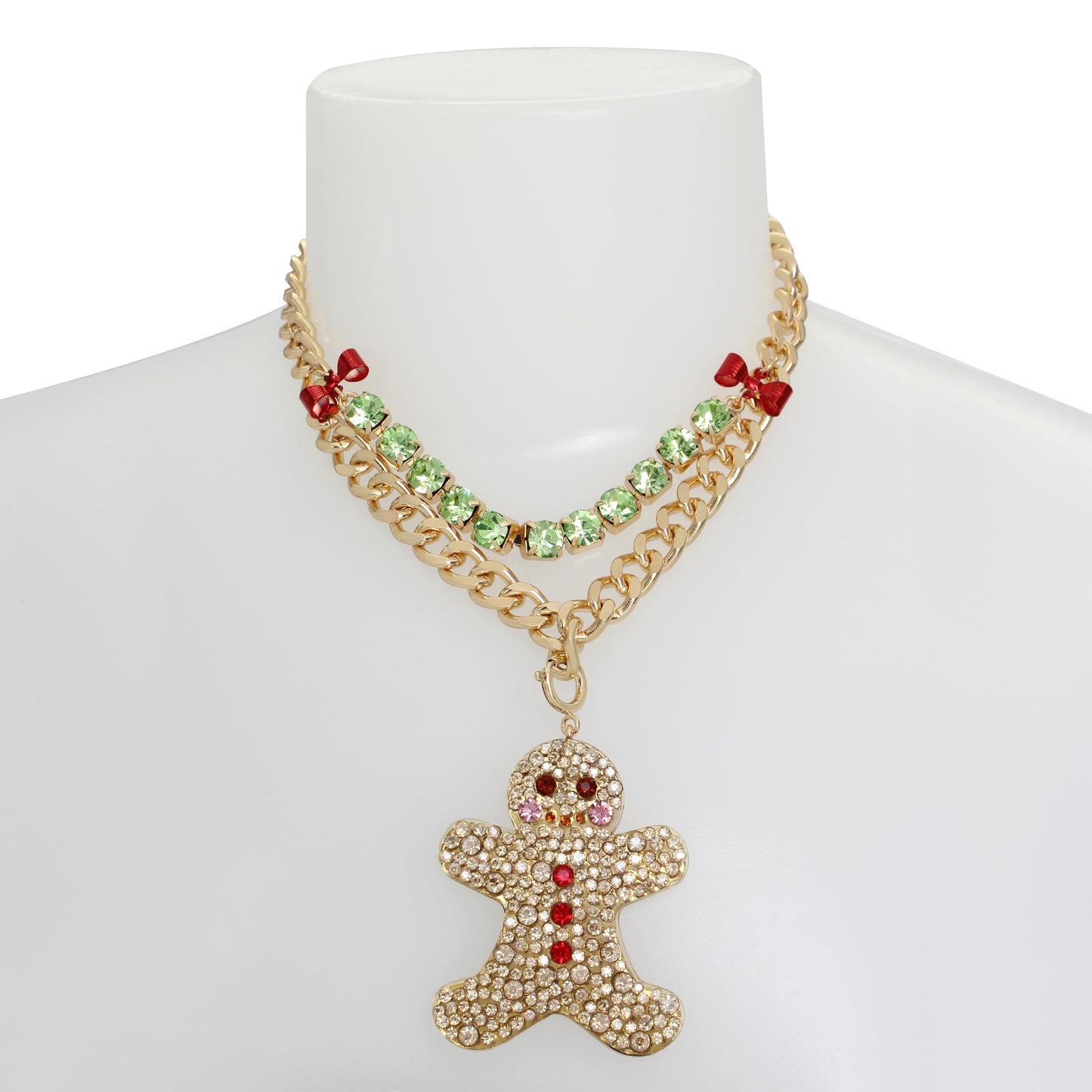 Betsey Johnson Womens Gingerbread Convertible Ornament Necklace