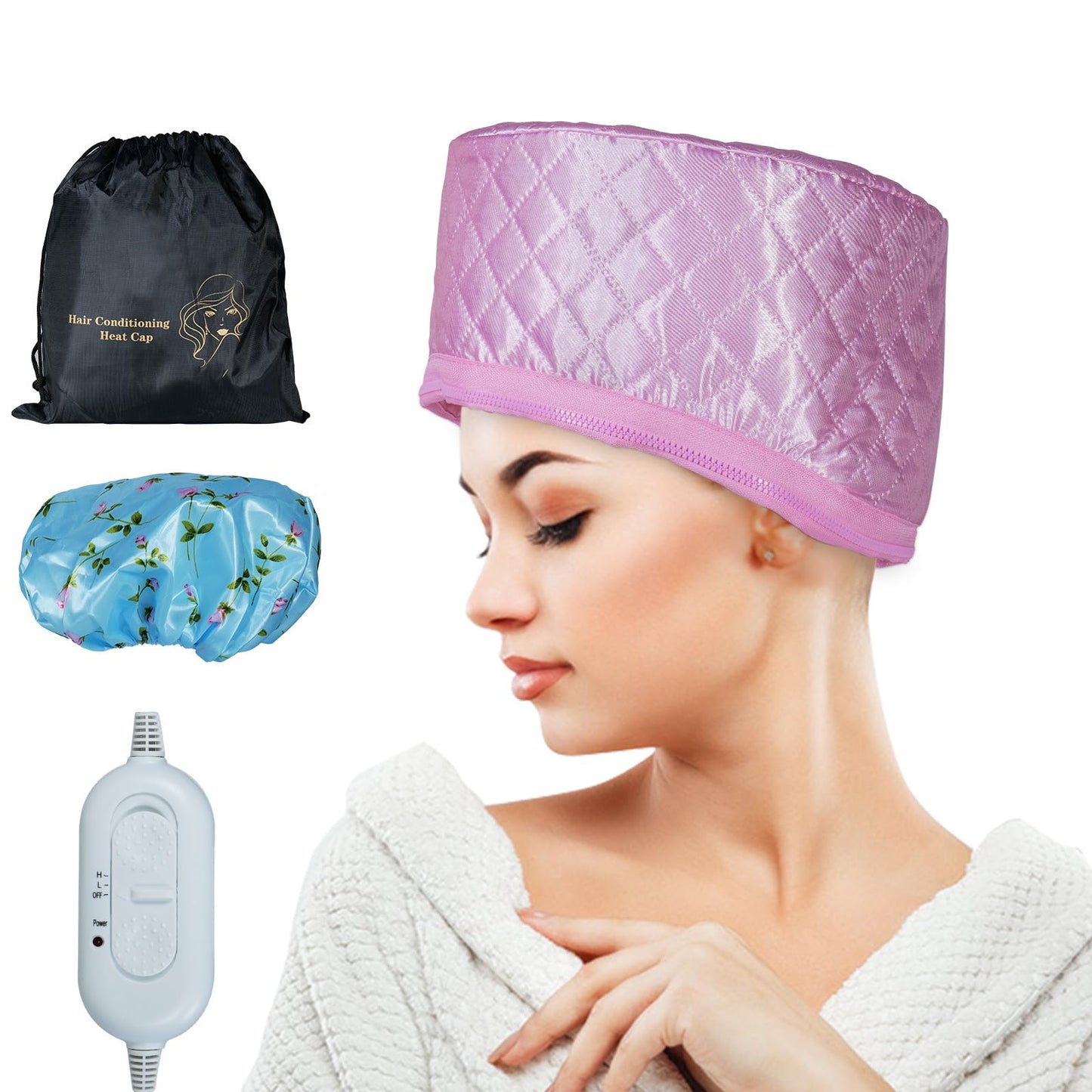 Alotlucky Hair Thermal Steamer Treatment SPA Cap Nourishing Care Hat with Adjustable Temperature Control, Moisturize and Nourish, Hair Care for Home Use