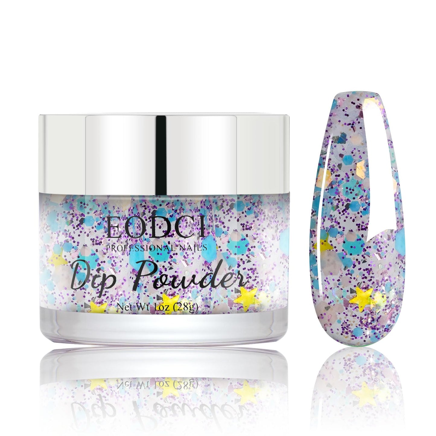 EODCI Long Lasting Nail Dip Powder Colors, Lavender Purple Blue Glitter Dipping Powder - No Needed Led Lamp - Art Starter Manicure Beginner DIY Salon Home Gift 1oz