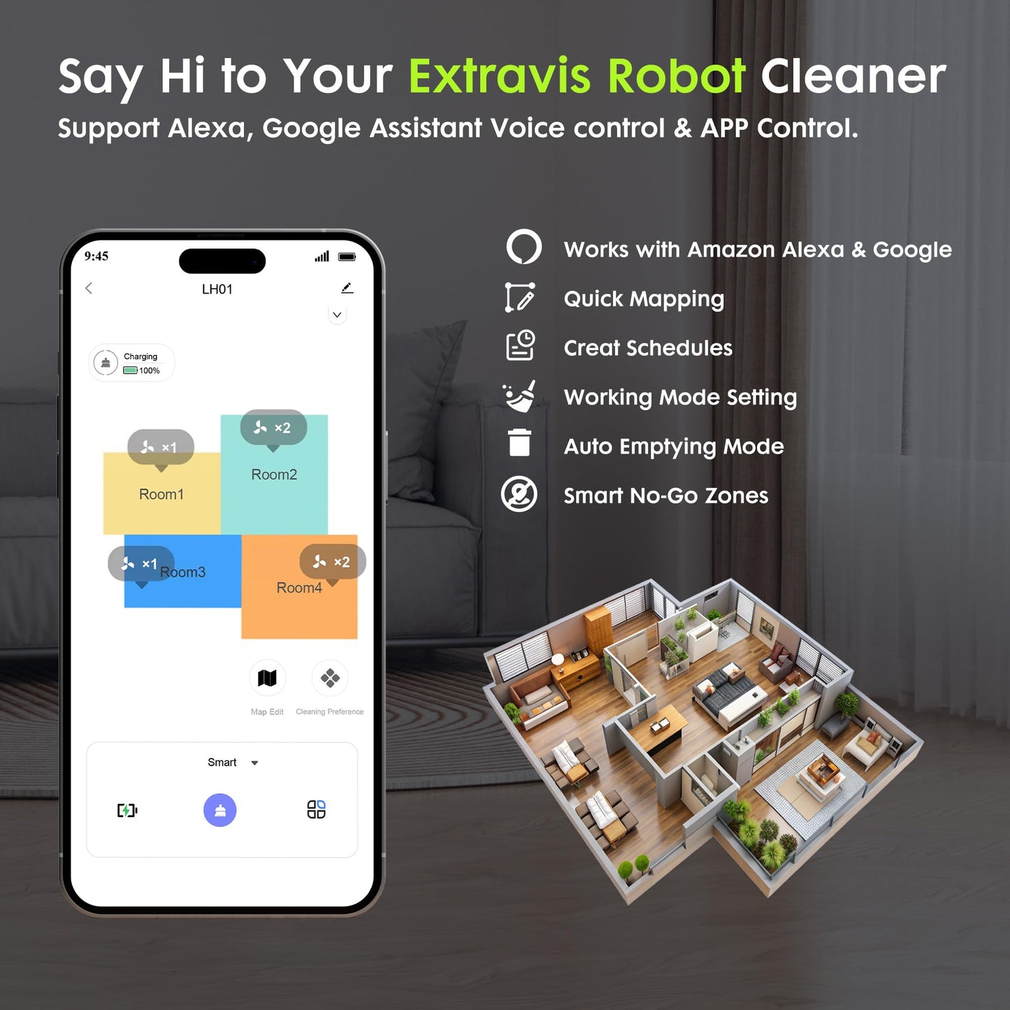 Robot Vacuum and Mop, V5 8500Pa Suction with Self-Emptying Dock, Pet Hair Tangle Cutter™, 75-Day Capacity, Cat Laser, Auto Lifting Mop, Robotic Vacuum Cleaner for Pet Hair, Hard Floors, Tile, Carpet