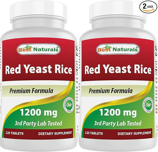 Best Naturals Red Yeast Rice 1200 mg (Non-GMO) 120 Tablets (120 Count (Pack of 2))