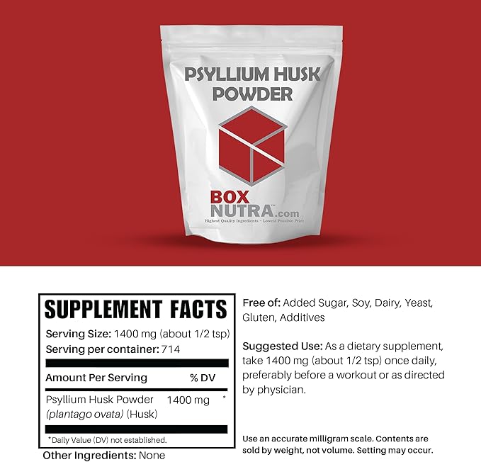 BoxNutra Psyllium Husk Powder - Bulk-Forming Laxative - Promotes Regular Bowel Movements - Improves Digestion, 1kg