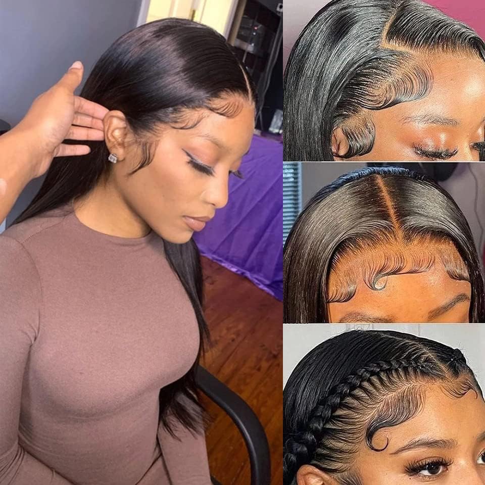 13x4 Frontal Striaght HD Transparent Lace Frontals 12A Brazilian Virgin Human Hair Lace Frontal Closure Natural Black (13 × 4 Lace Frontal, 12 Inch)