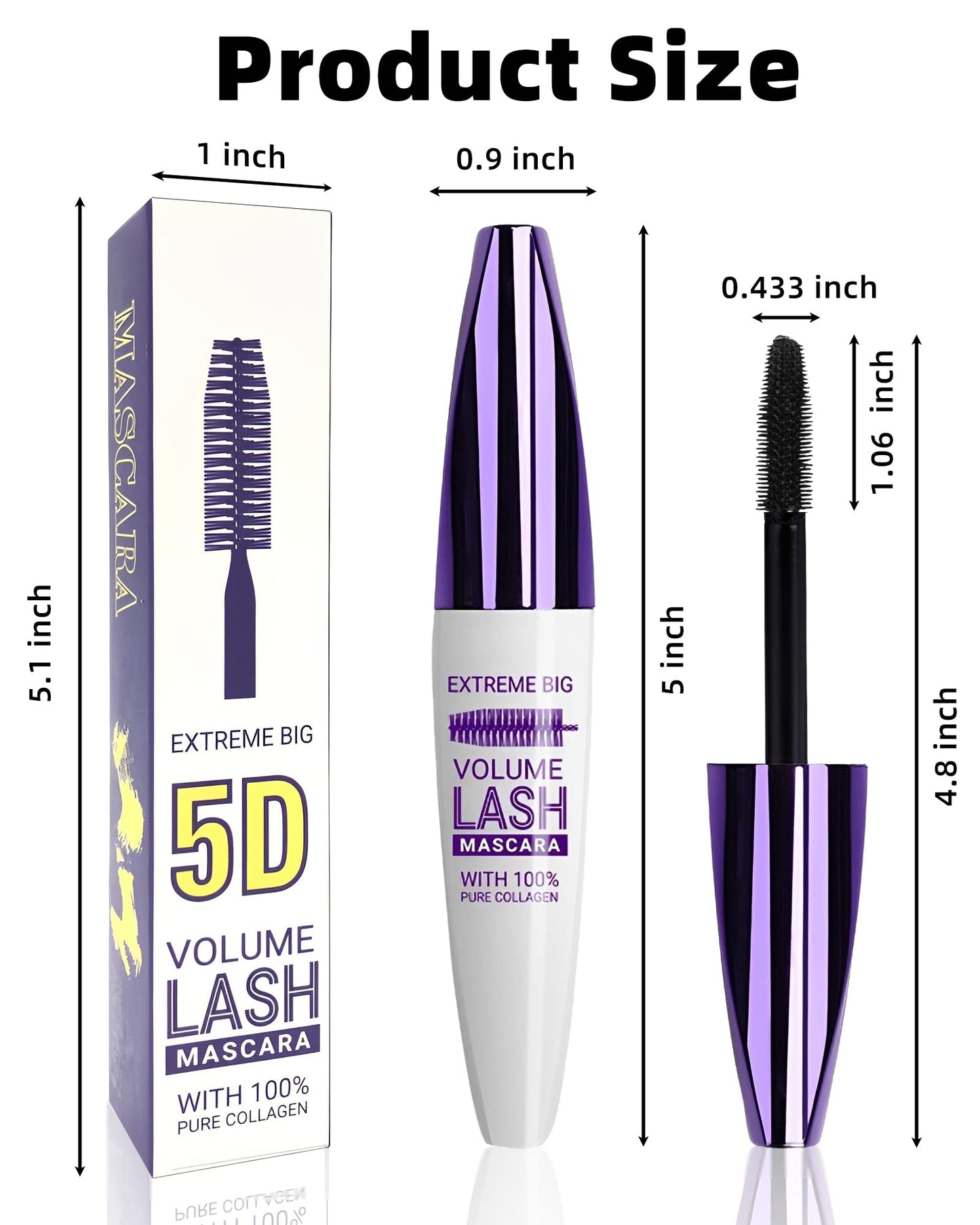 5D Purple Mascara Volume and Length,1Pcs Waterproof Smudge-Proof Color Mascara for Eyelashes,Volumizing Curling Defining Eye Lashes, Longlasting Fiber Colored rimel de pestañas for Women Eye Makeup