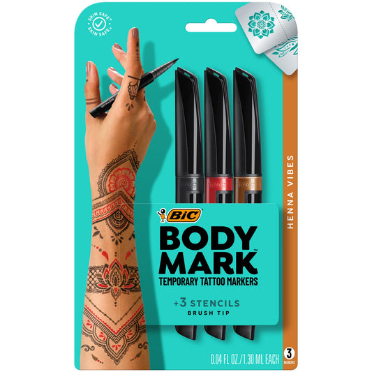 BIC BodyMark Temporary Tattoo Marker, Henna Vibes, Assorted Colors, 3-Count - Amazon Vine
