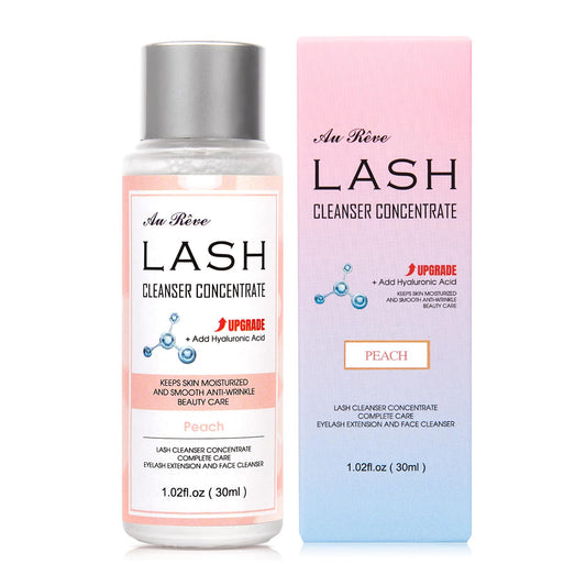 AuReve Lash Shampoo Concentrate 30ml Lash Cleanser Concentrate Add Hyaluronic Acid Oil-Free Lash Extension Shampoo Perfect for Salon，Peach