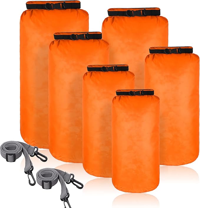 Shappy 6 Pcs Waterproof Dry Bag Set 6 Size Lightweight Sack and Long Adjustable Shoulder Strap 20/15/10/8/5/3l Outdoor Keep Gear Stuff Sack for Backpacking Boating Hiking Camping