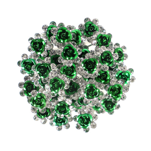 Betiteto 40 Pcs U-Shaped Flower Rhinestone Hair Pins Crystal Hair Accessories For Bridal Wedding Party Girls' Sweet Sixteen (Gre