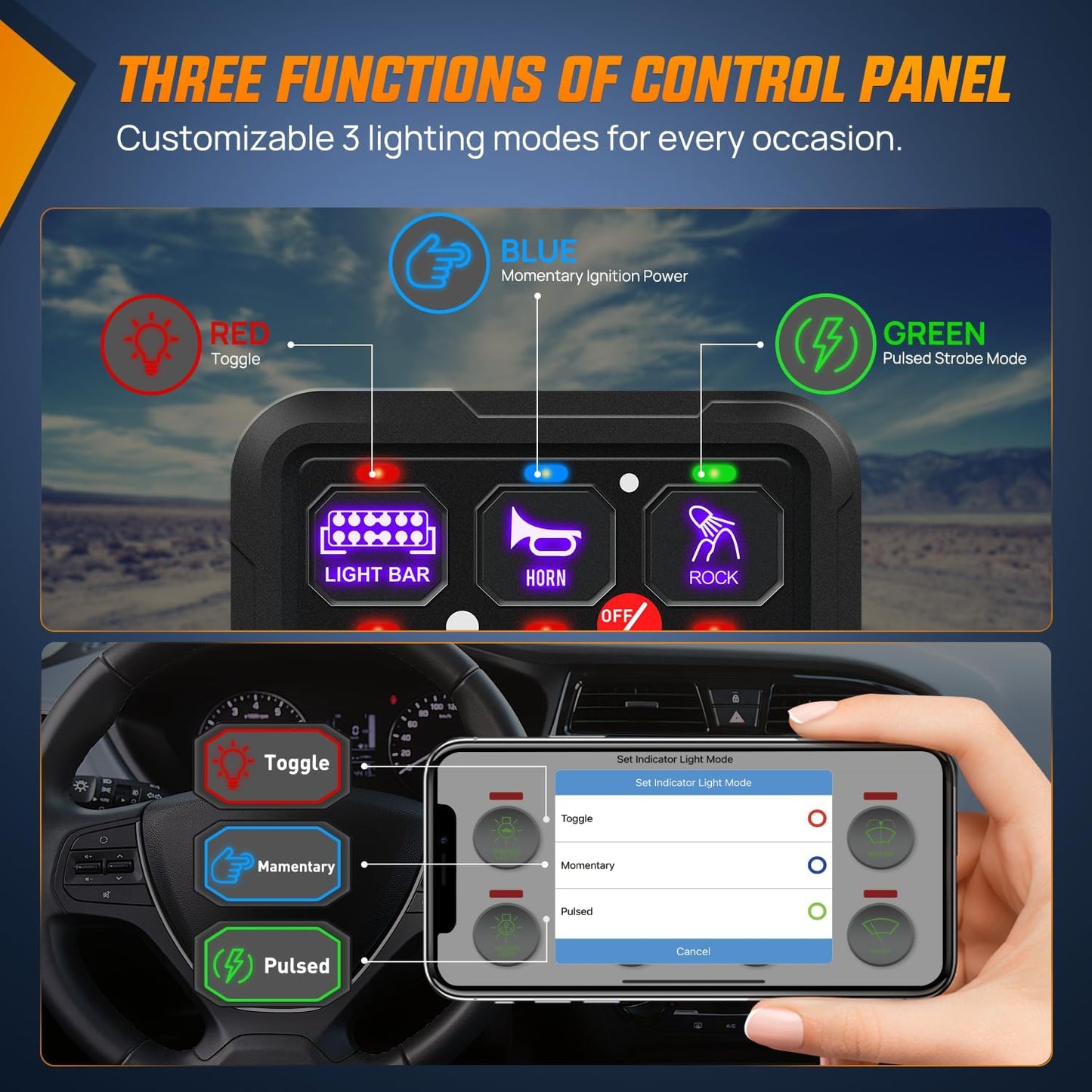 Nilight 6 Gang Switch Panel 12V 24V Universal Circuit Control Relay System with RGB Backlight APP Fuse Wiring Harness Automatic Dimmable ON Off LED Switches Pod for Car Pickup Truck Camper SUV