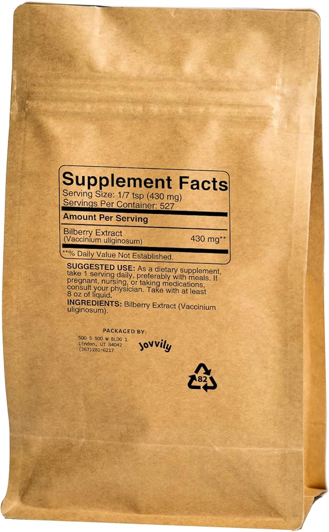 Bilberry Extract Powder - 8 oz - Herbal Supplement - Always Pure - No Fillers
