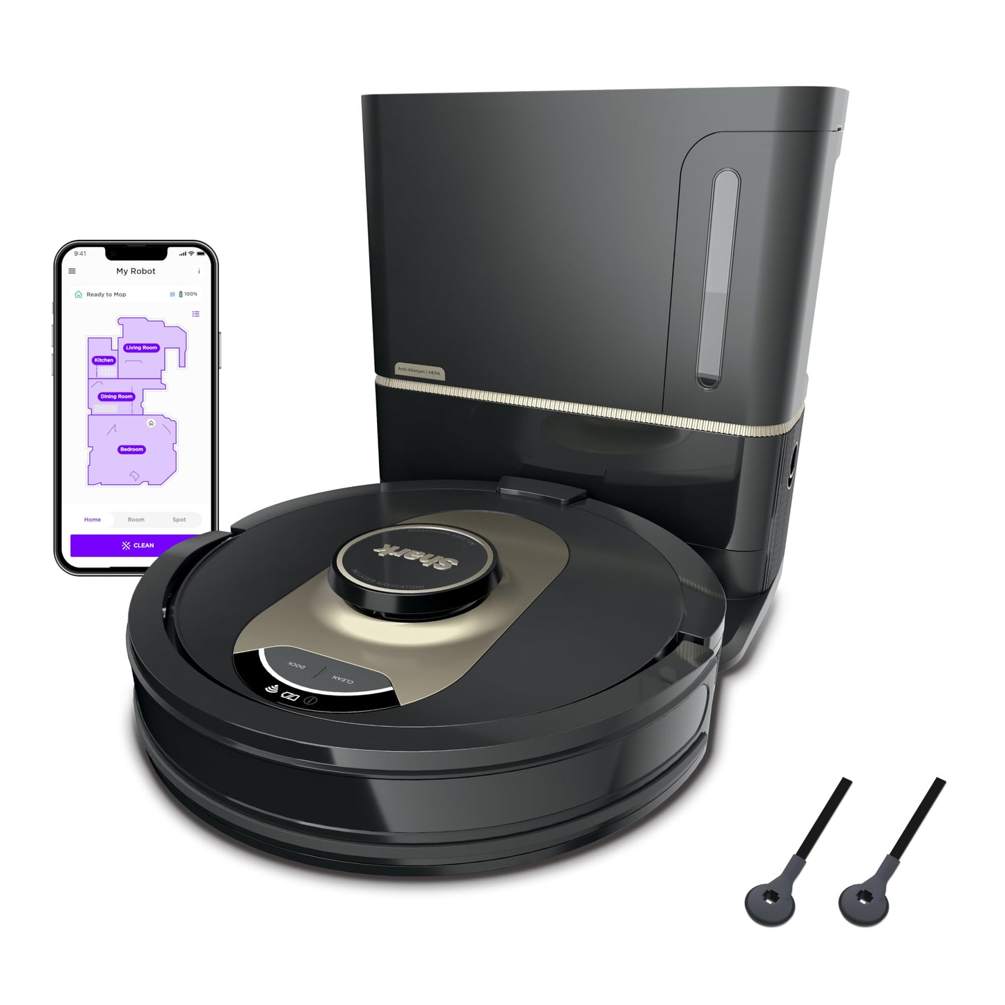Shark AV2501AE AI Robot Vacuum with XL HEPA Self-Empty Base, Bagless, 60-Day Capacity, LIDAR Navigation, Perfect for Pet Hair, Compatible with Alexa, Wi-Fi Connected, Carpet & Hard Floor, Black