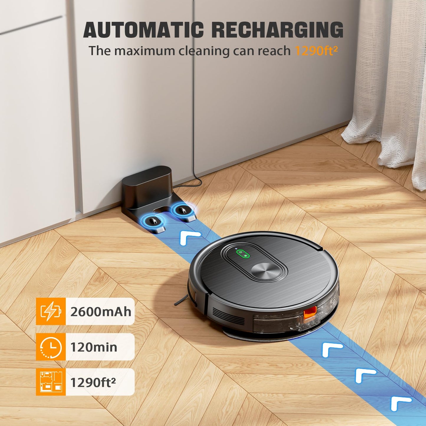 Robot Vacuum and Mop Combo, 2 in 1 Vacuuming & Mopping Robot with Schedule, App/Bluetooth/Voice, 3200Pa Max Suction, Self-Charging Robot Vacuum Cleaner, Slim, Ideal for Pet Hair, Hard Floor, Carpet