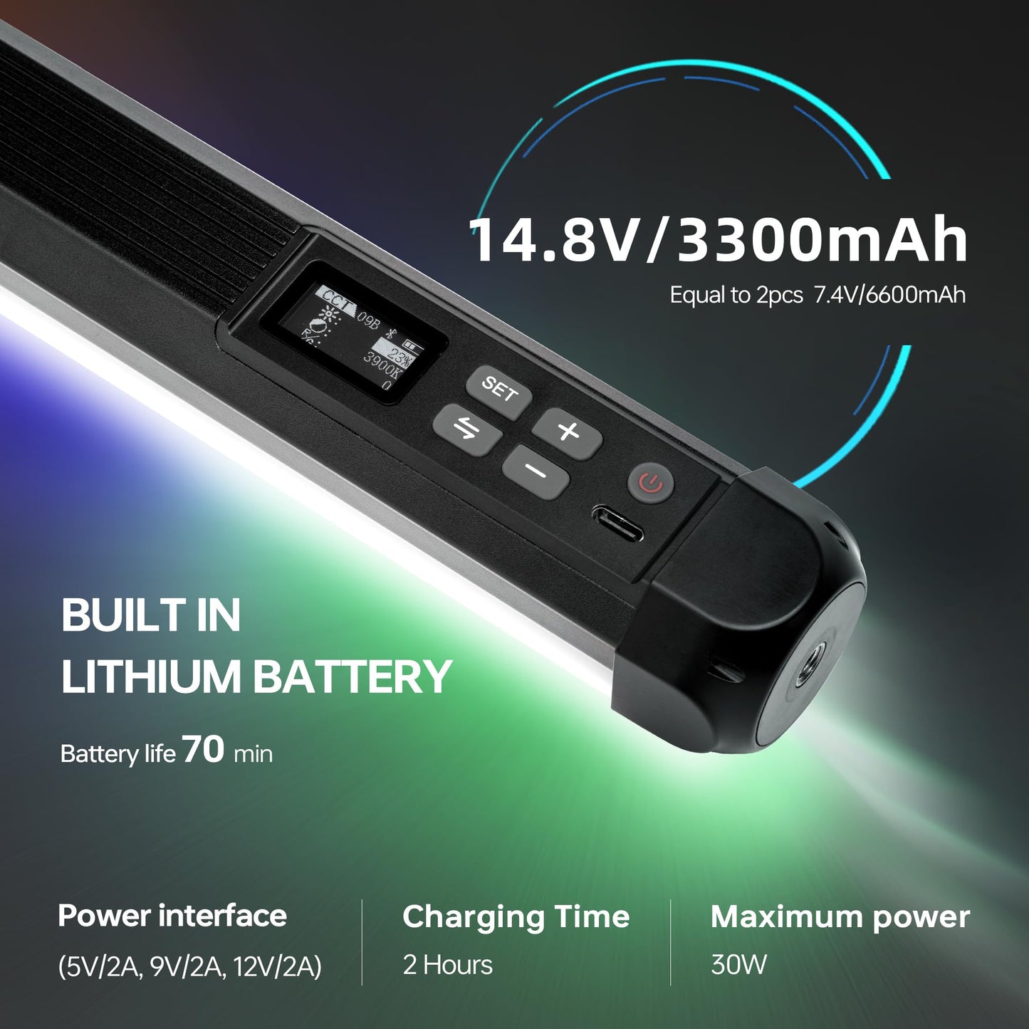 VILTROX K90 2 Pack RGB Tube Light, 30W 38inch Large RGBWY Photography LED Video Stick Light Wand with APP/2.4G/Remote Control, CRI 97+, 26 Scenes, 2500K-8500K, 14.8V/3300mAh Battery, Magnetic Chip