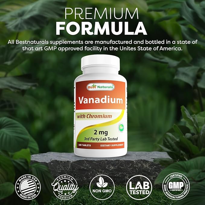 Best Naturals Vanadium 2 mg with Chromium Polynicotinate 200 mcg 180 Tablets
