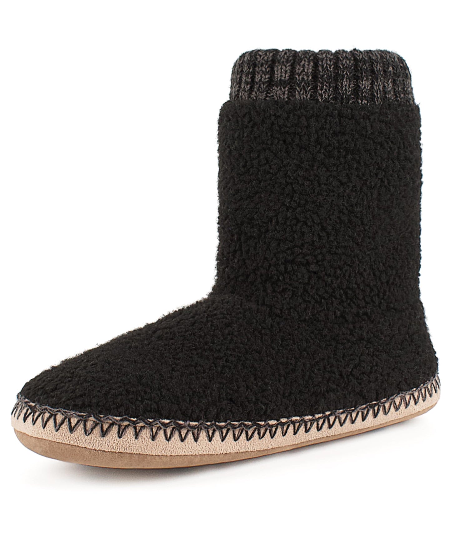 cosyone1997 Cozy Boot Slippers for Men Indoor, Fuzzy House Shoes with Non Slip Gripper Soles, Soft Warm Moccasin Socks, Winter Gifts for Christmas Unique, Black Adult Size 10-11